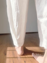 TIMELESS COMFORT PANTS WITH PLEATED DETAILS IN THE BACK BOTTOM - PALE WHITE